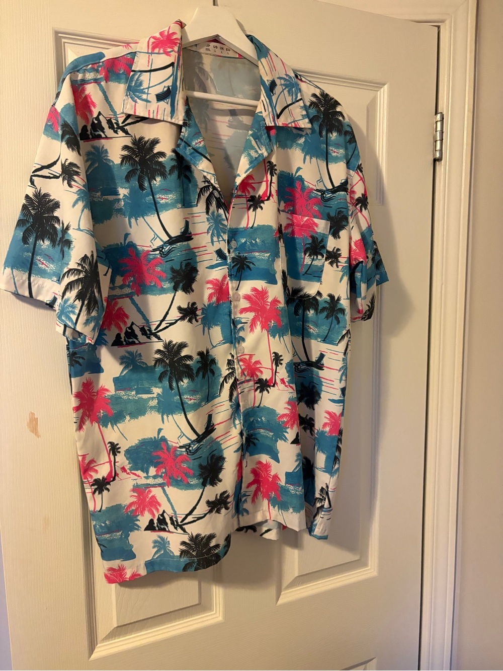 Old Navy Men's Tropical Print Short Sleeve Shirt - Blue & Pink